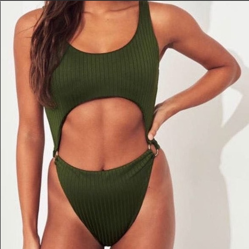 Hollister Ribbed cut out one piece swimsuit